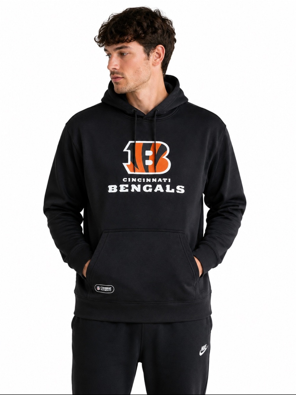 NWT Cincinnati Bengals Pullover Hoodie Men XL Black NFL Combine Authentic